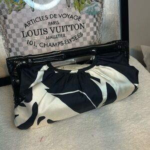 NWT banana republic satin clutch with bamboo handles Satin interior